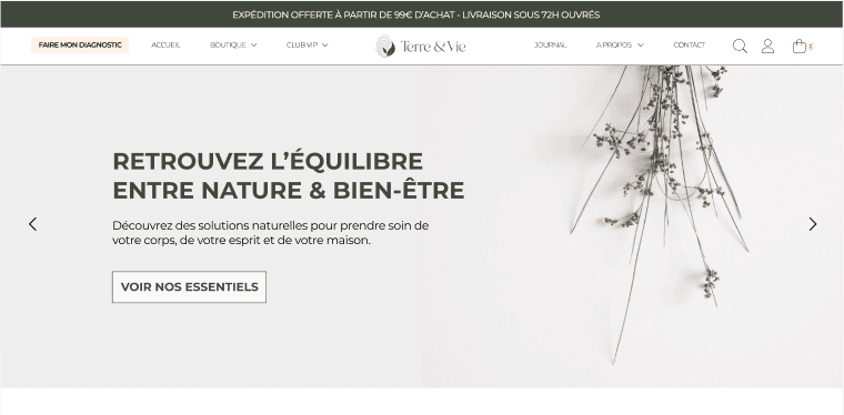 Terre & Vie — boutique en ligne de produits naturels créée par Studio Dahu