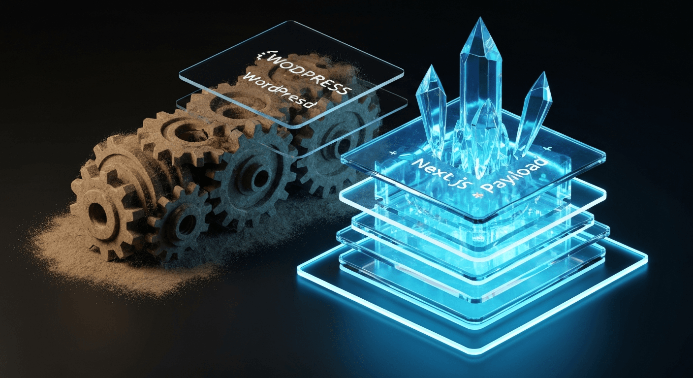 Infographie comparant WordPress et Next.js avec Payload CMS - Migration site web performant
