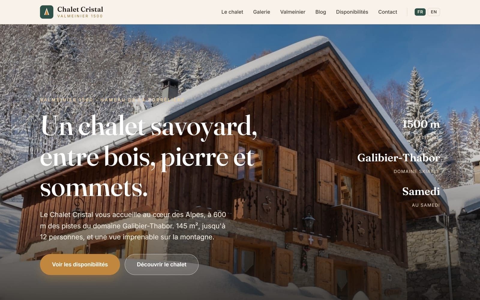 Chalet Cristal — Location de chalet à Valmeinier — aperçu du site